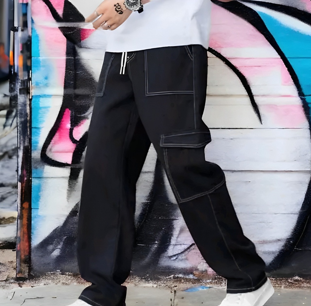 Black Cargo Jeans For Men