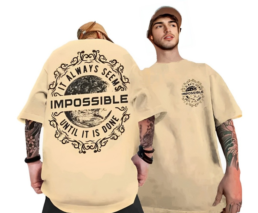 Men's Printed Typographic Oversized T-Shirt