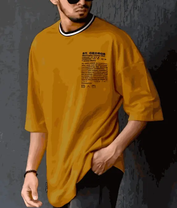Yellow Colored Oversized Men's T-Shirt(30% OFF)