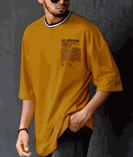 Yellow Colored Oversized Men's T-Shirt(30% OFF)